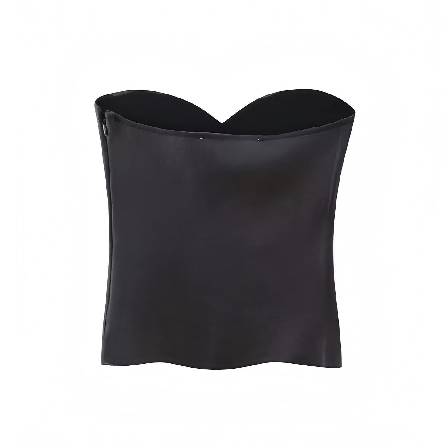 dark-black-satin-silk-shimmer-bodycon-corset-bustier-strapless-bandeau-crop-cami-tank-top-blouse-women-ladies-chic-trendy-spring-2024-summer-elegant-formal-feminine-date-night-out-sexy-cocktail-party-club-wear-90s-minimalist-zara-revolve-aritzia-dupe