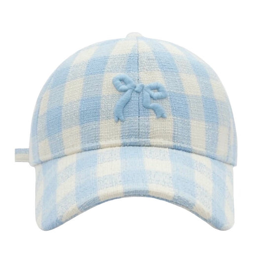 light-blue-gingham-striped-checkered-plaid-patterned-bow-coquette-sun-hat-baseball-trucker-cap-snapback-adjustable-spring-2024-summer-preppy-style-coastal-granddaughter-hamptons-beach-tropical-vacation-seaside-cape-cod-chic-trendy-women-ladies-girls-aviator-nation-loveshackfancy-fillyboo