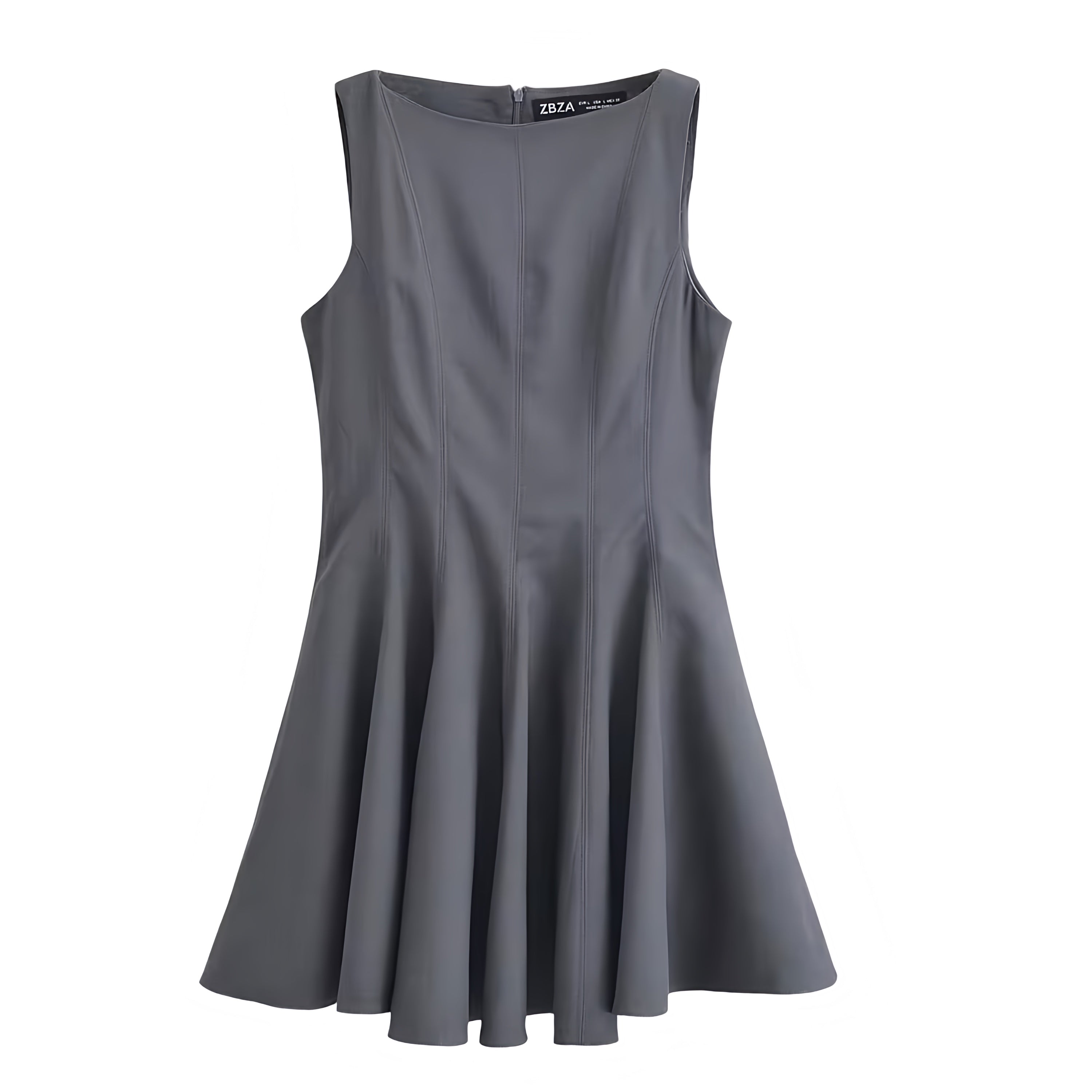 Dark Grey Sleeveless Drop Waist Pleated Mini Dress – DAZEY HILL