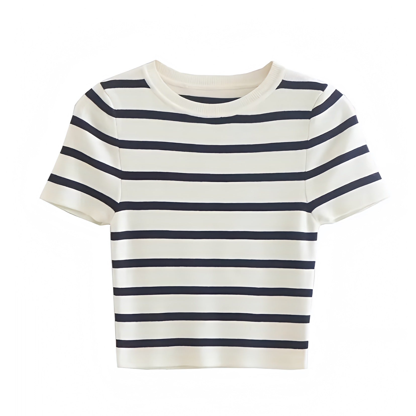 Striped Contrast Trim T-Shirt, Casual Crew Neck Short Sleeve T-Shirt shops For Spring