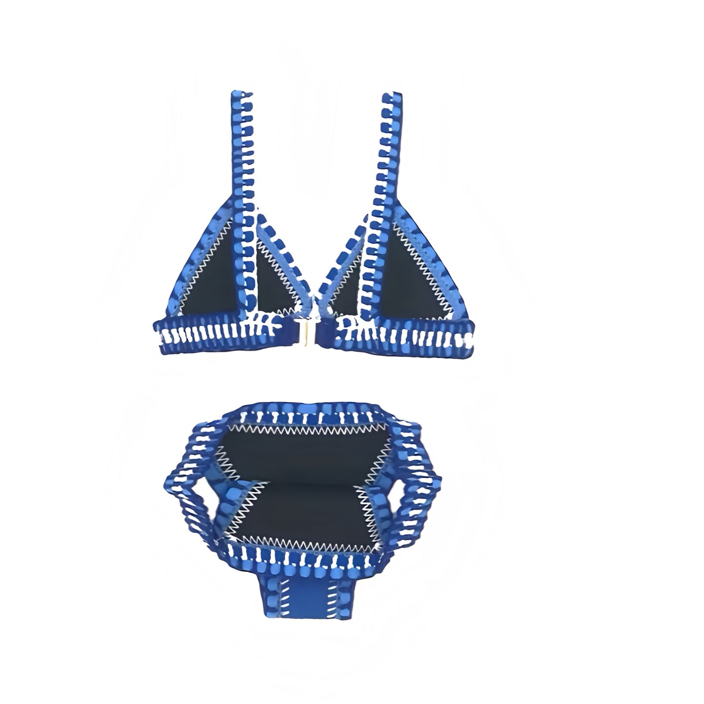 Capri Blue Striped Crochet 2 Piece Triangle Bikini Set