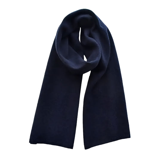 Navy Blue Oversized Knit Wool Scarf