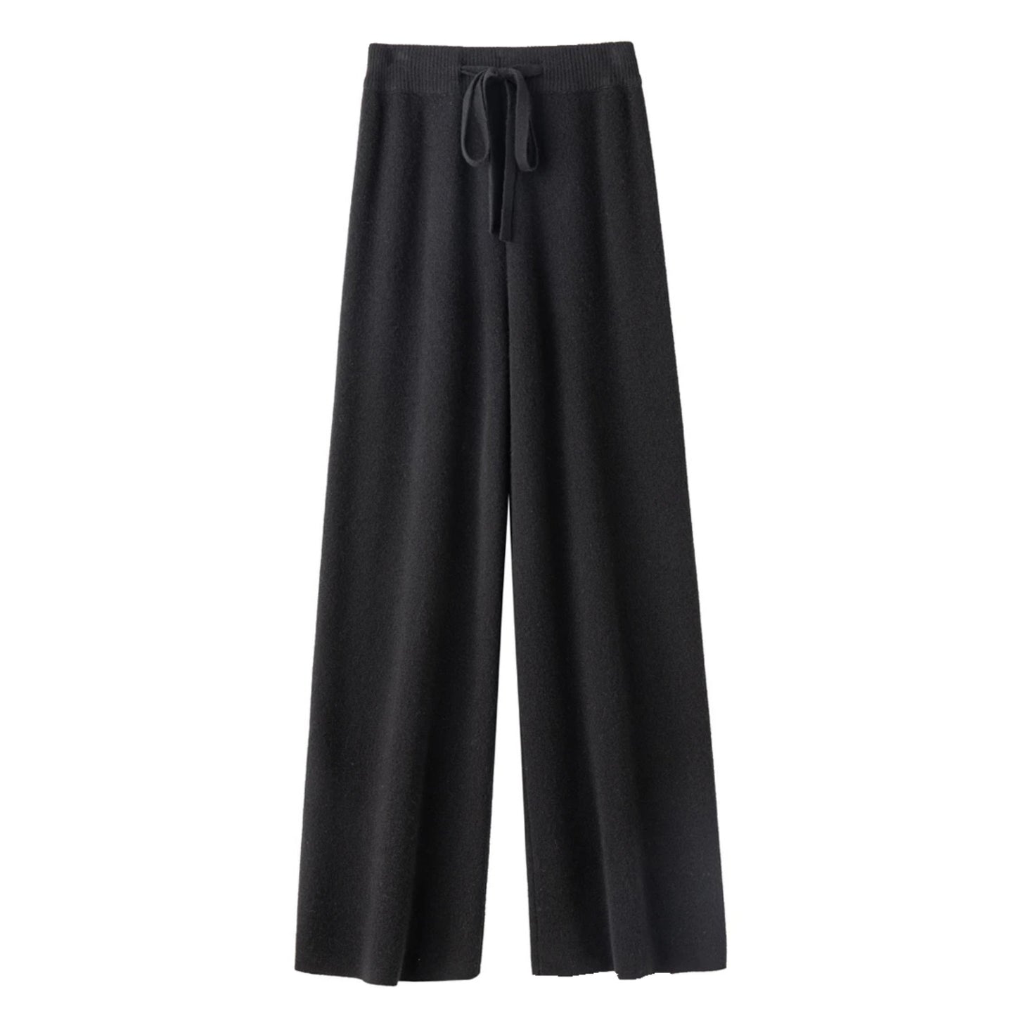 Black Straight Leg Mid-Rise Knit Pants