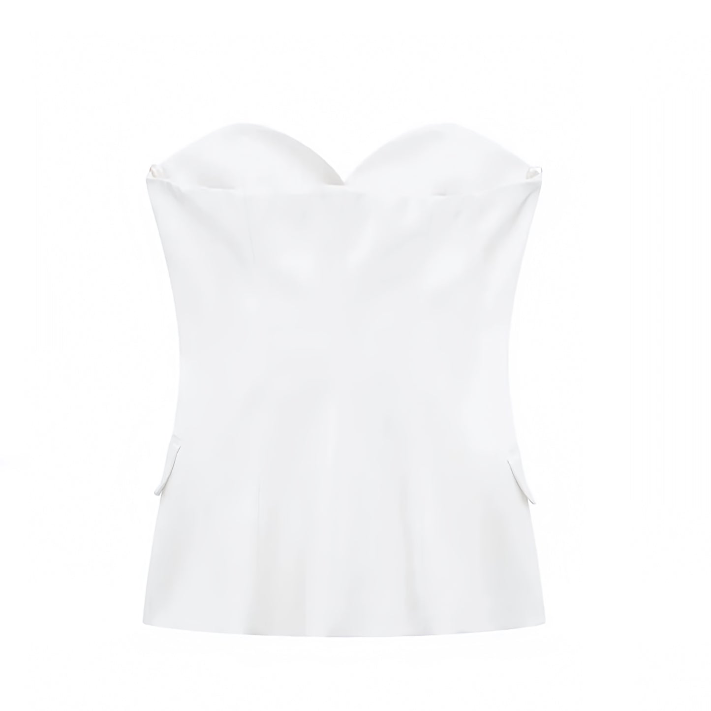 White Slim Fit Corset Sweetheart Neckline Strapless Tube Top