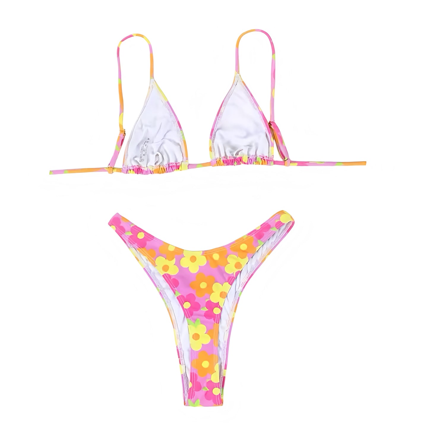 Malibu Floral Print 2 Piece Triangle Bikini Set