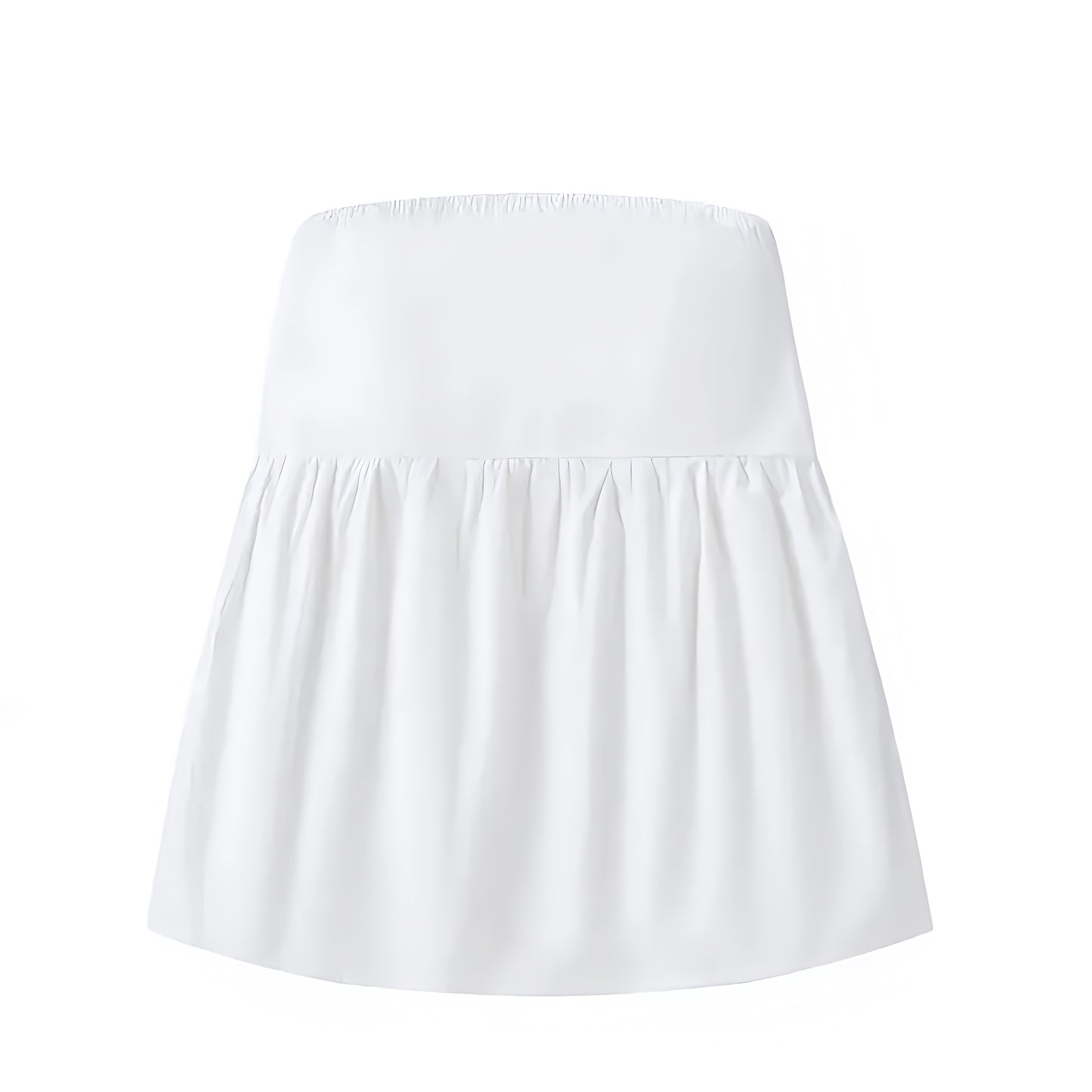 White Strapless Ruffled Babydoll Camisole Top