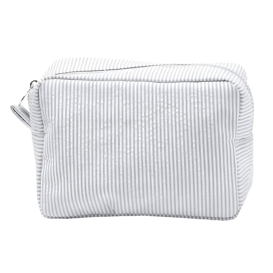 White Striped Makeup Bag