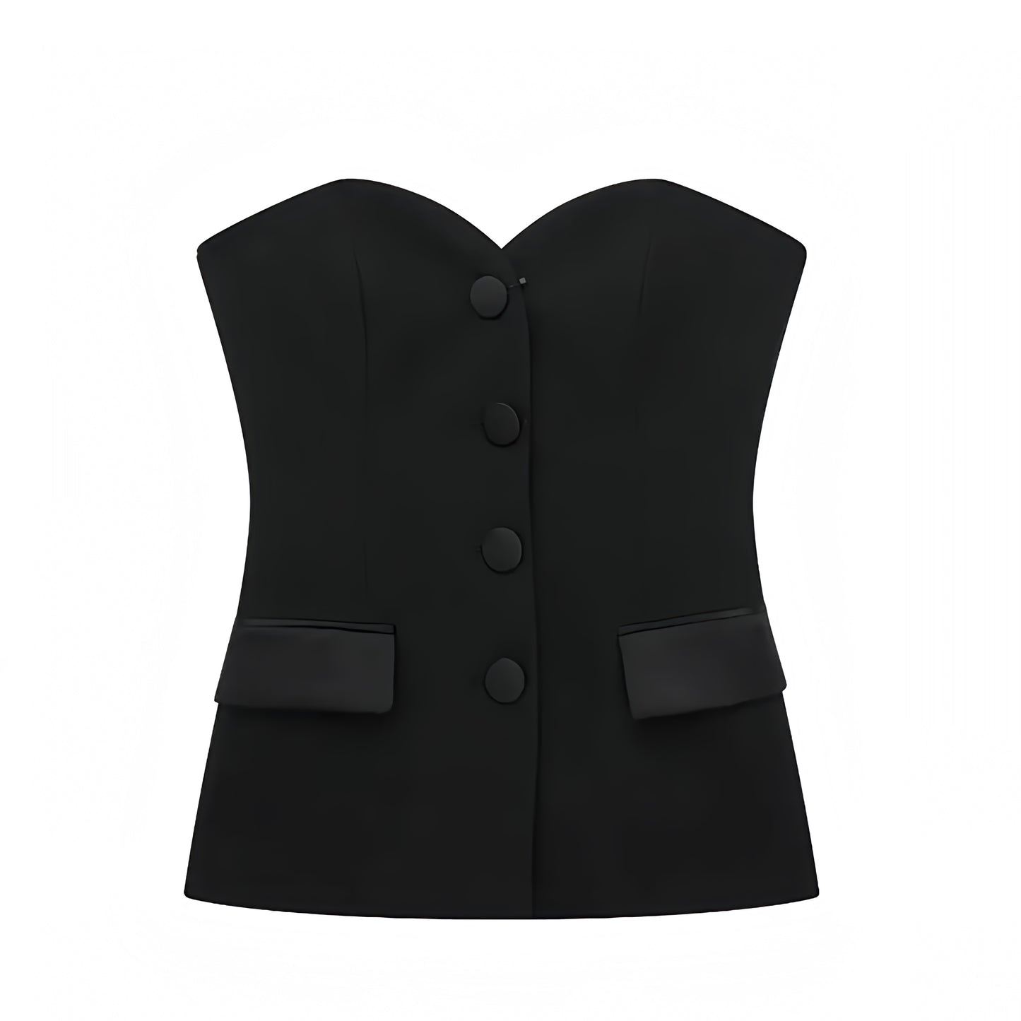 Black Slim Fit Corset Sweetheart Neckline Strapless Tube Top