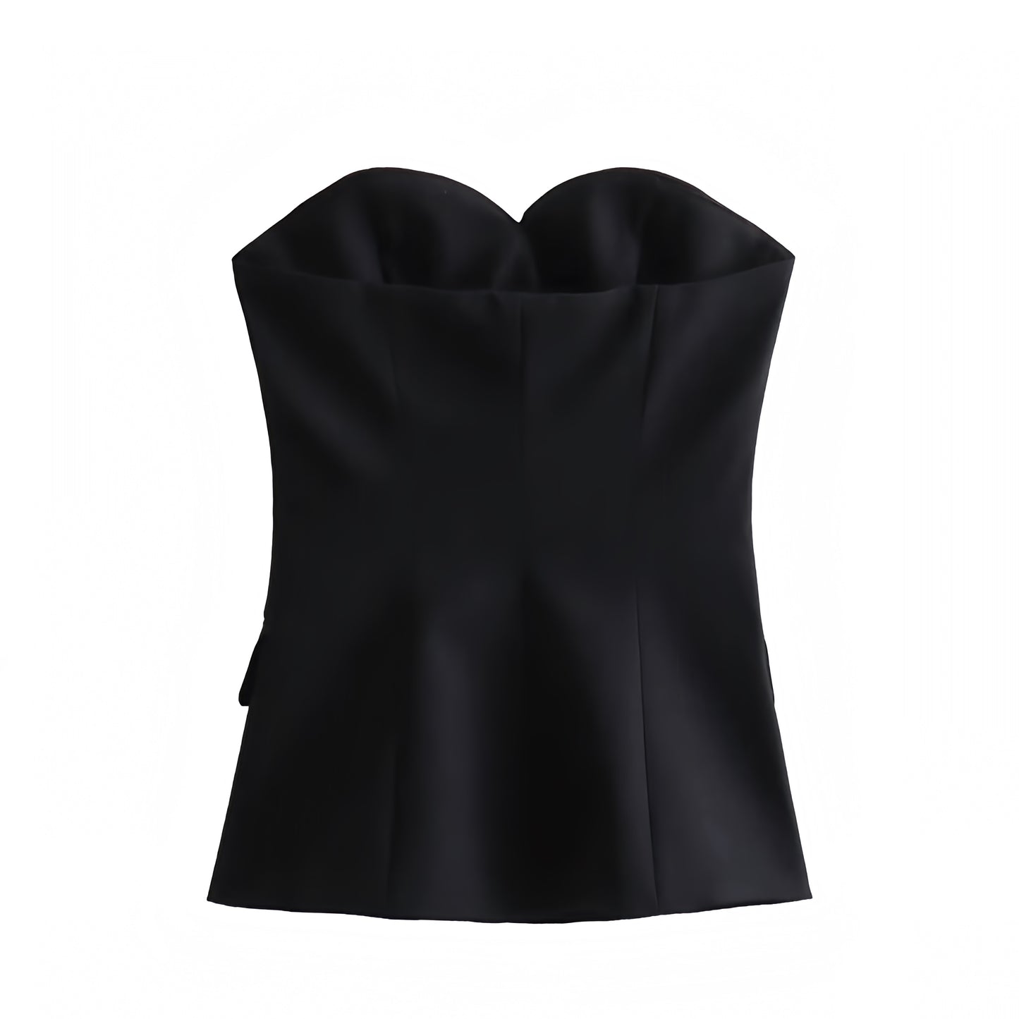 Black Slim Fit Corset Sweetheart Neckline Strapless Tube Top