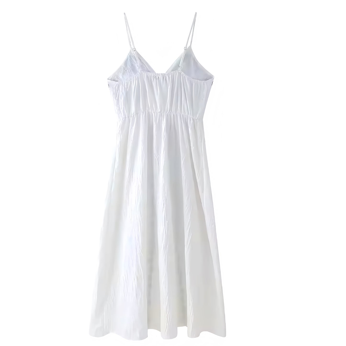 Paxos Dark Blue Floral Embroidered Button Down Spaghetti Strap Maxi Dress