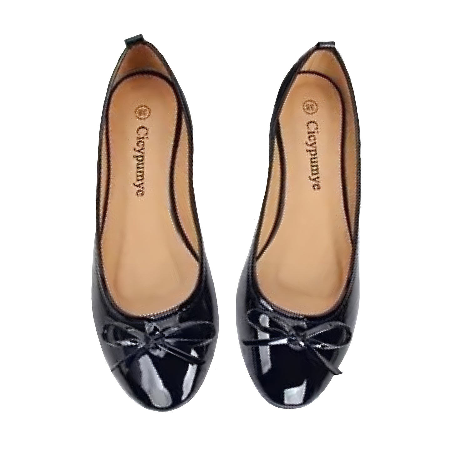 Black Bow Faux Patent Leather Ballet Flats