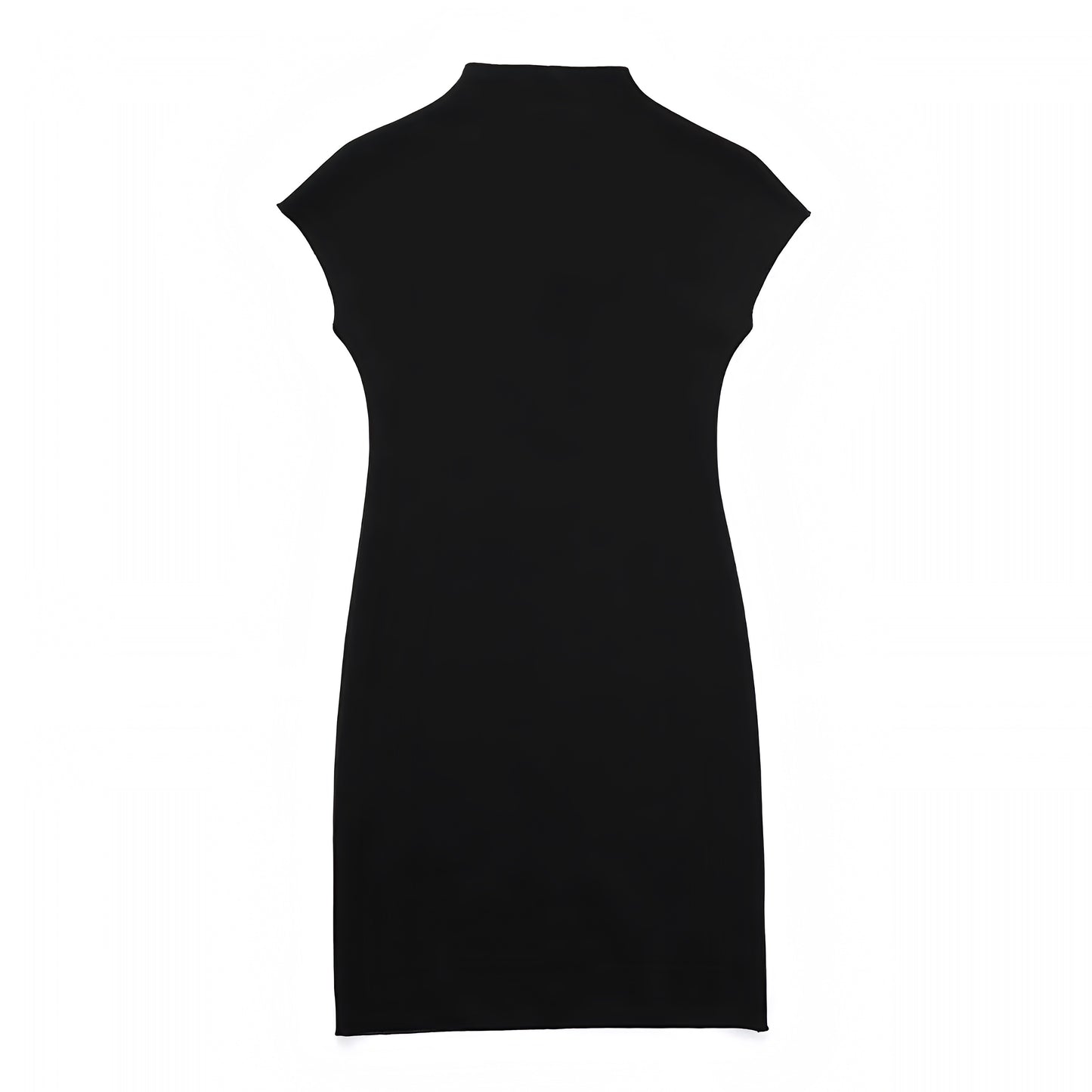 Black Knit Bodycon Sleeveless Turtleneck Mini Dress