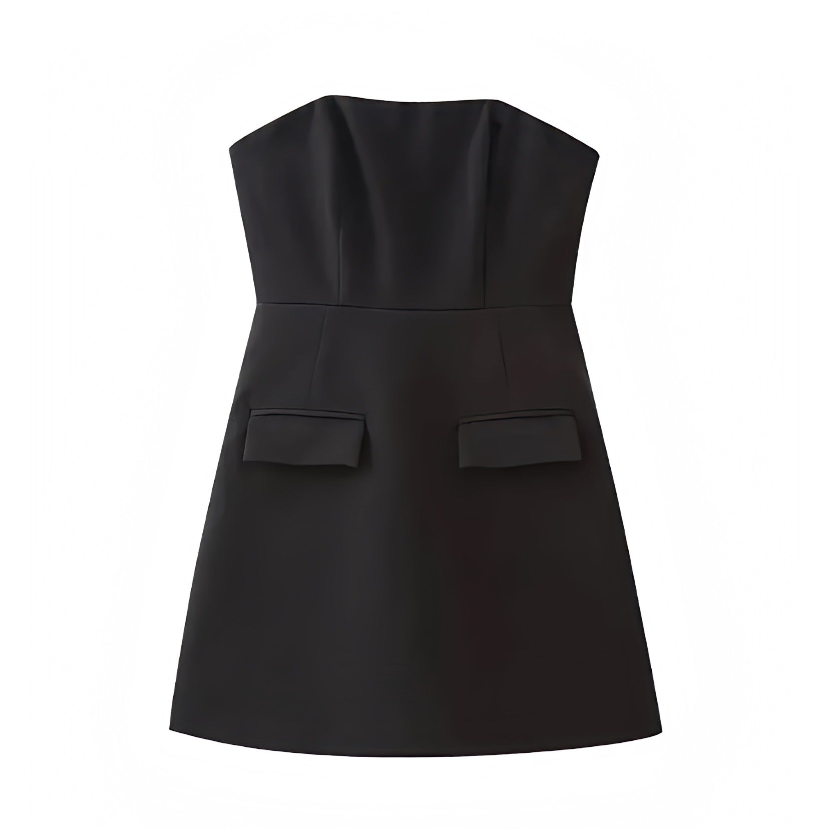 Women's Black Bodycon Pleated Strapless Drop Waist Mini Dress | 2024 Dazey Hill Women's Black Bodycon Pleated Strapless Drop Waist Mini Dress | 2024 Dazey Hill