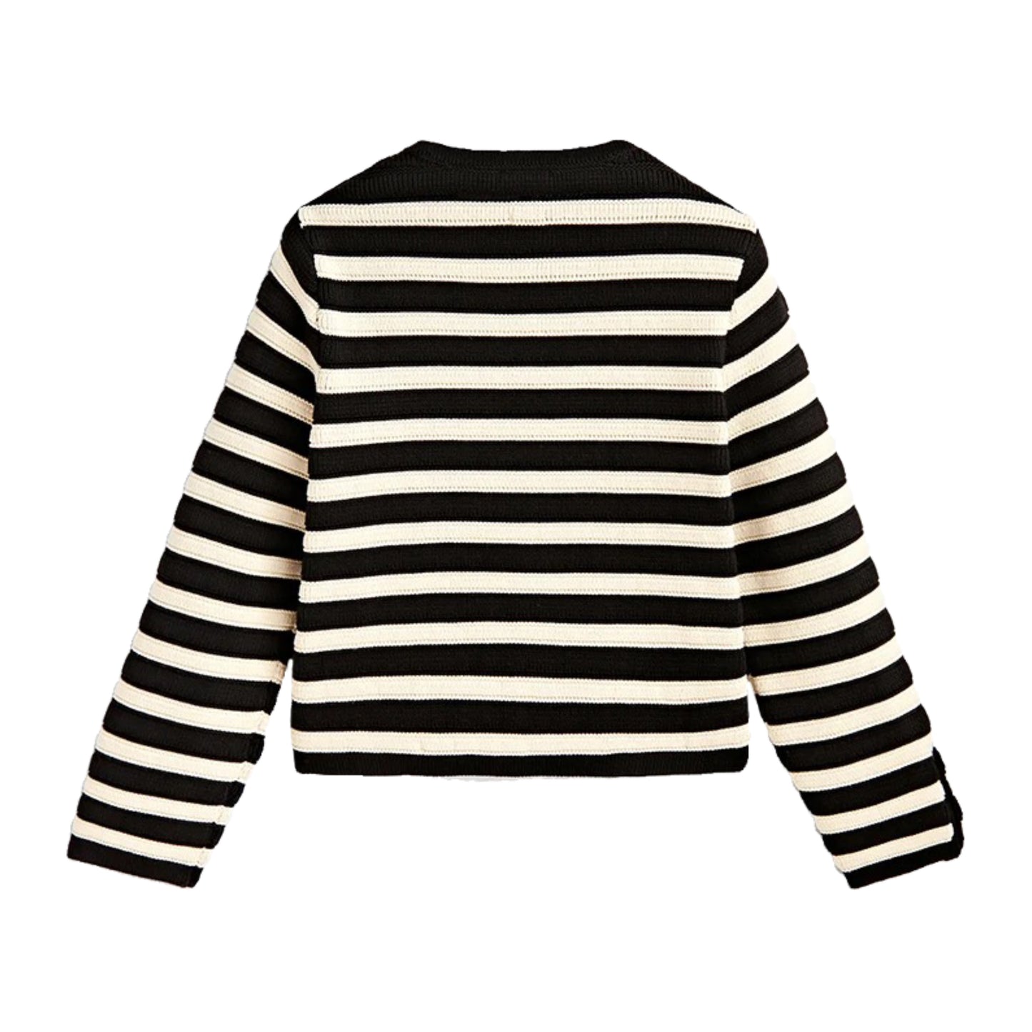 black-and-cream-off-white-beige-striped-pinstripe-knit-cotton-soft-woolen-cashmere-knitted-gold-button-down-round-neckline-crew-neck-long-sleeve-cropped-cardigan-sweater-jacket-knitwear-jumper-coat--with-pockets-cozy-warm-women-ladies-teens-unisex-girls-fall-2024-autumn-winter-2025-chic-trendy-casual-semi-formal-neutral-basic-feminine-cute-elegant-classy-classic-old-money-parisian-stockholm-style-scandinavian-scandi-street-wear-back-to-school-modest-preppy-coastal-zara-revolve-aritzia-chanel-dupe