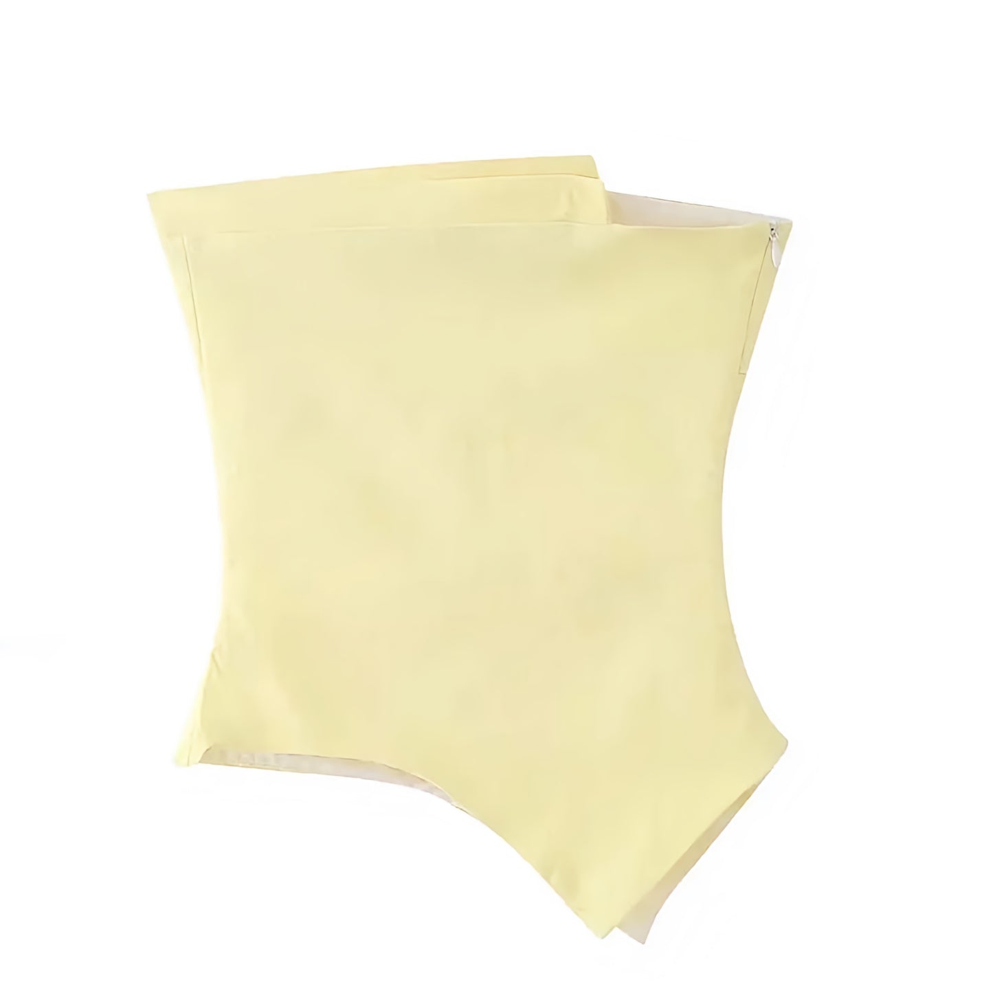 Yellow Slim Fit Asymmetric Strapless Tube Top