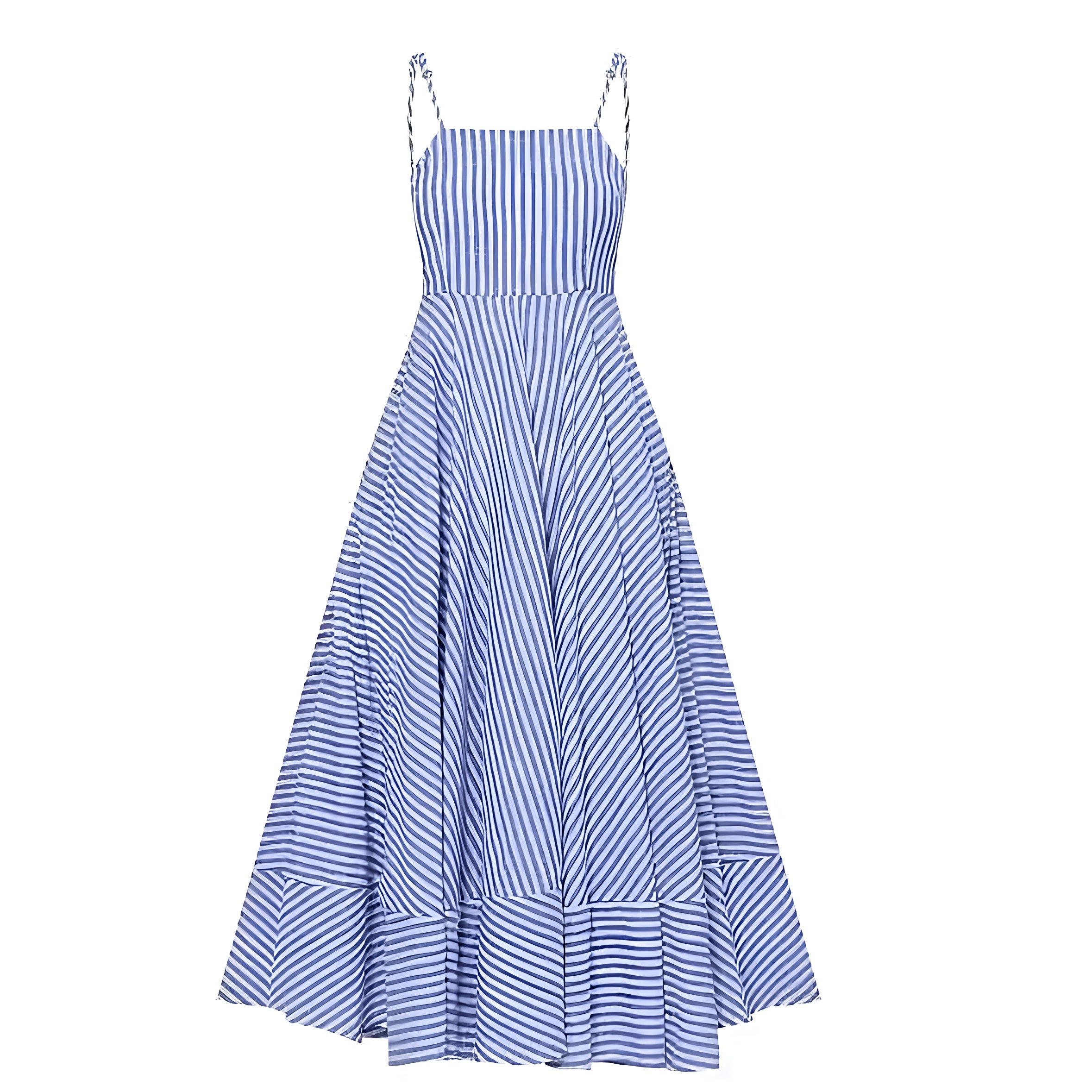 Blue & White Striped Seersucker Spaghetti Strap Drop Waist Maxi Dress – Dazey Hill Blue & White Striped Seersucker Spaghetti Strap Drop Waist Maxi Dress – Dazey Hill
