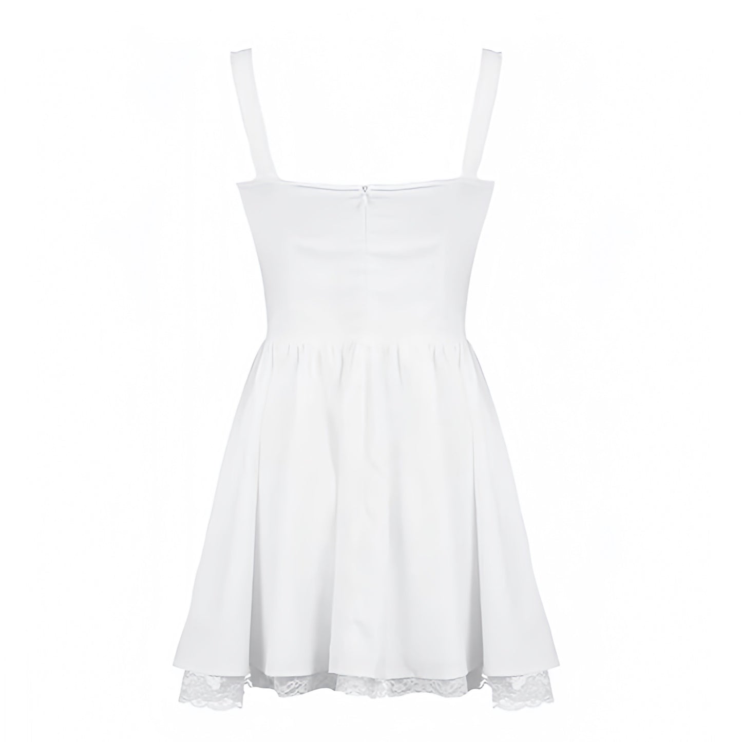 white-ivory-lace-trim-bow-slim-fit-corset-bustier-bodycon-fitted-bodice-drop-waist-layered-ruffle-skirt-spaghetti-strap-sleeveless-backless-open-back-sweetheart-neckline-short-mini-dress-women-ladies-chic-trendy-spring-2024-summer-elegant-semi-formal-casual-classy-feminine-prom-gala-party-date-night-out-sexy-club-wear-french-european-parisian-style-vacation-sundress-revolve-house-of-cb-zara-princess-polly-whitefox-iamgia-jaded-london-reformation-areyouami-dupe