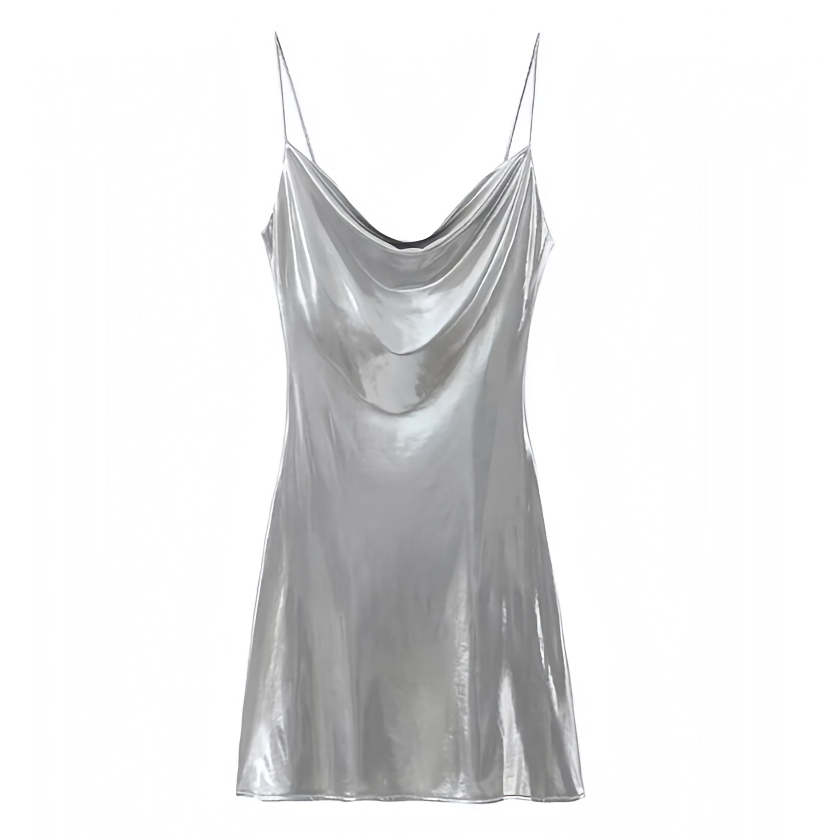 Women's Silver Metallic Spaghetti Strap Bodycon Mini Slip Dress | 2024 Dazey Hill Women's Silver Metallic Spaghetti Strap Bodycon Mini Slip Dress | 2024 Dazey Hill