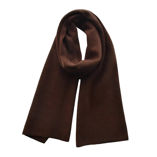 Espresso Brown Oversized Knit Wool Scarf