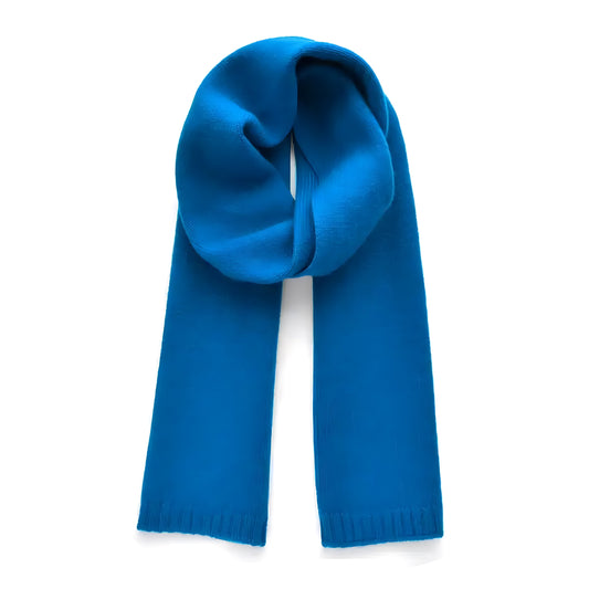 Blue Oversized Knit Wool Scarf