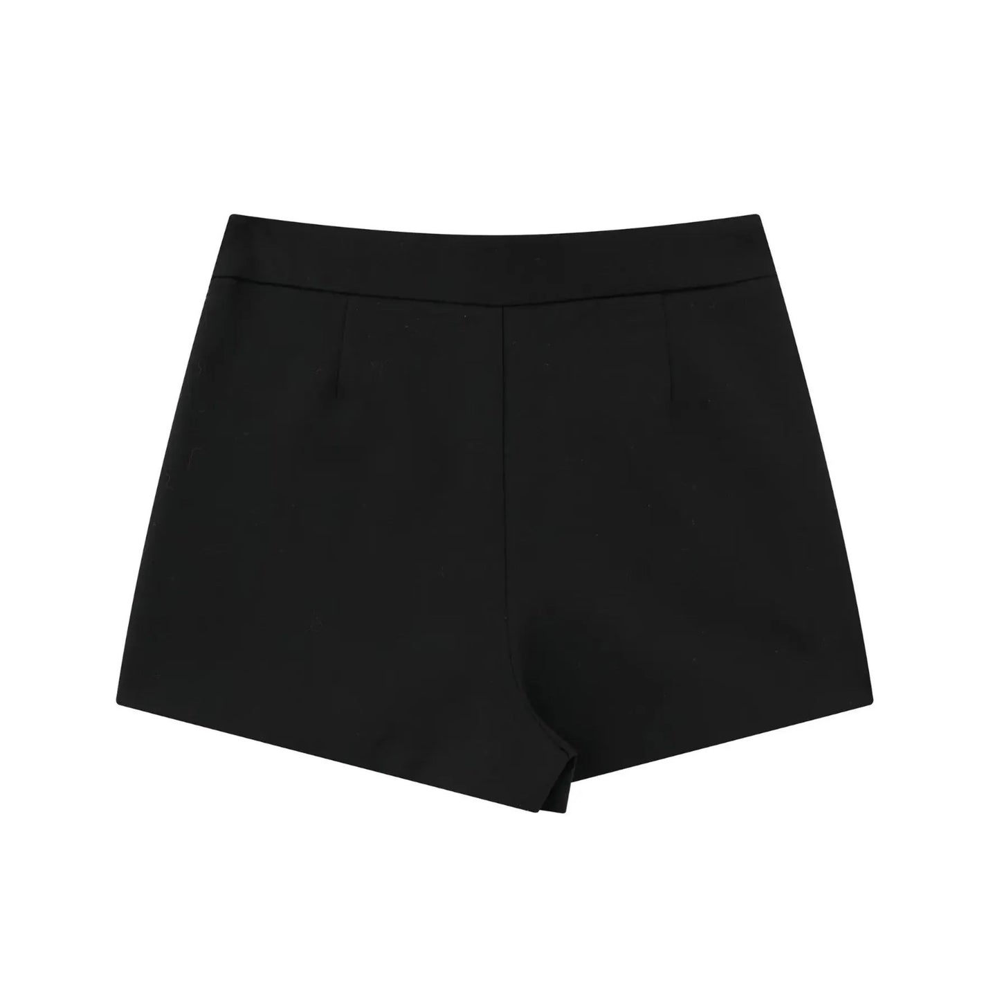 Black Asymmetric Mid-Rise Tailored Mini Skort