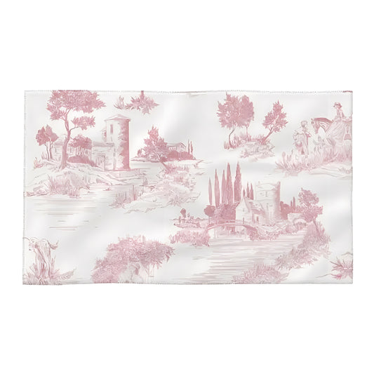 Light Pink French Countryside Print Cotton Beach Towel