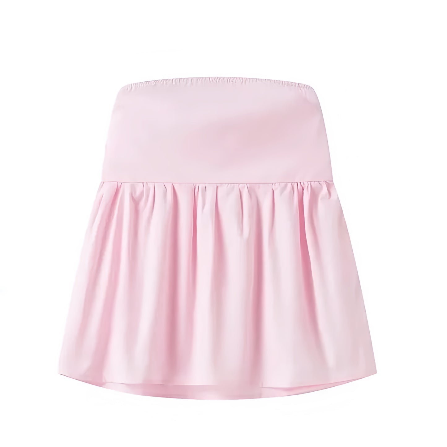 Light Pink Strapless Ruffled Babydoll Camisole Top