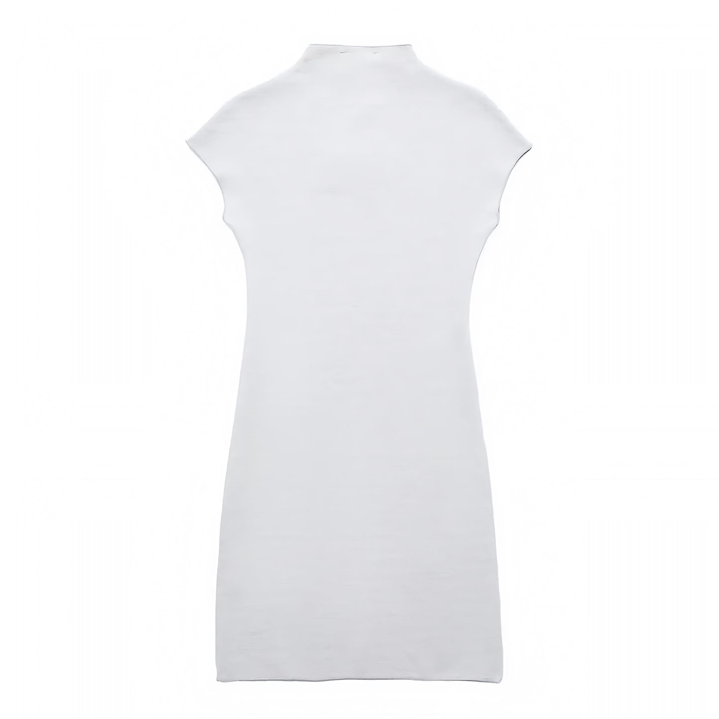 White Knit Bodycon Sleeveless Turtleneck Mini Dress
