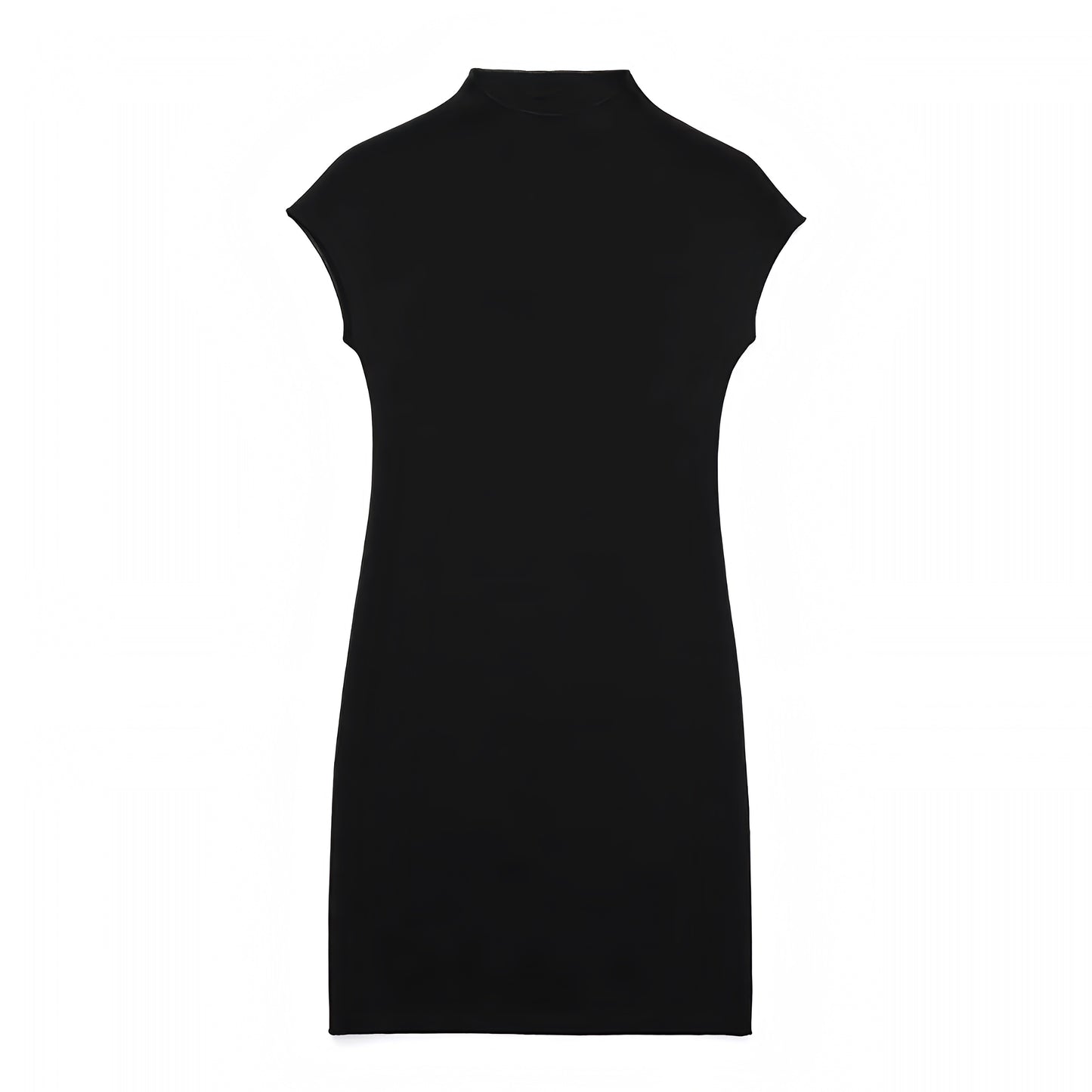 Black Knit Bodycon Sleeveless Turtleneck Mini Dress