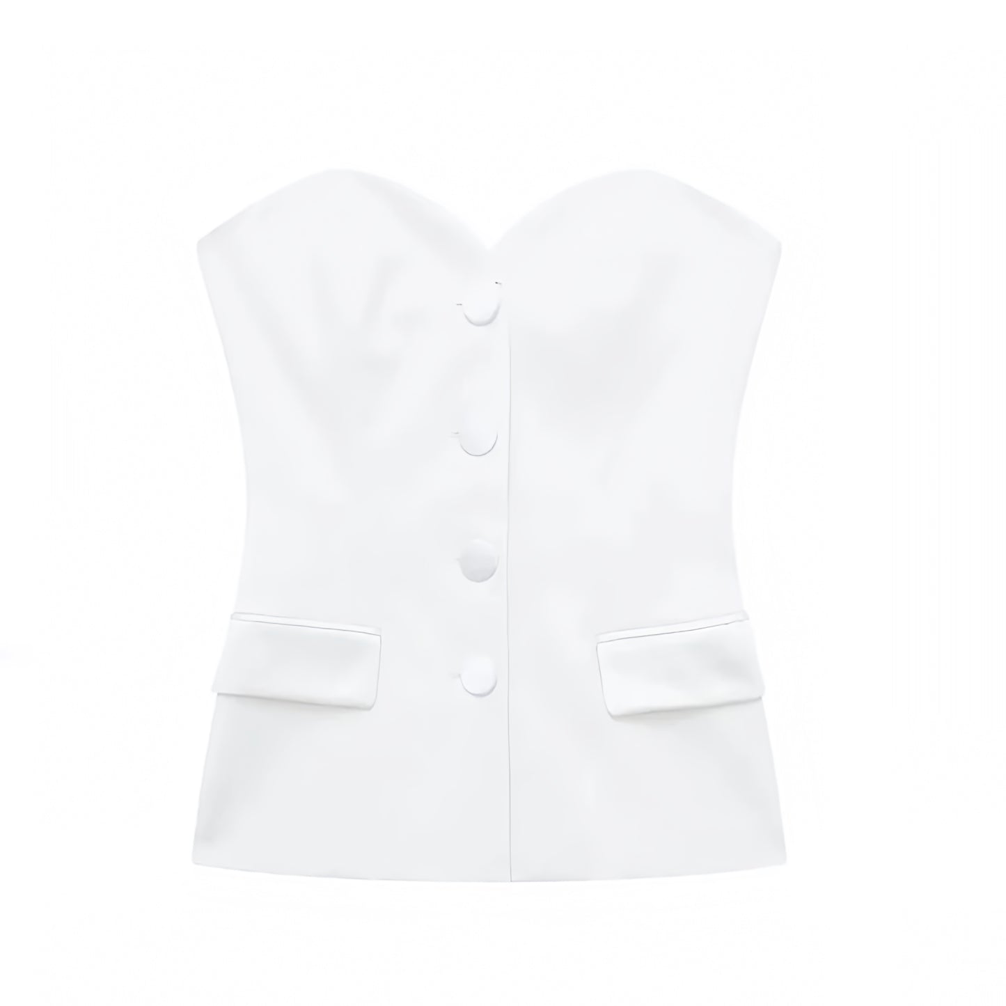 White Slim Fit Corset Sweetheart Neckline Strapless Tube Top