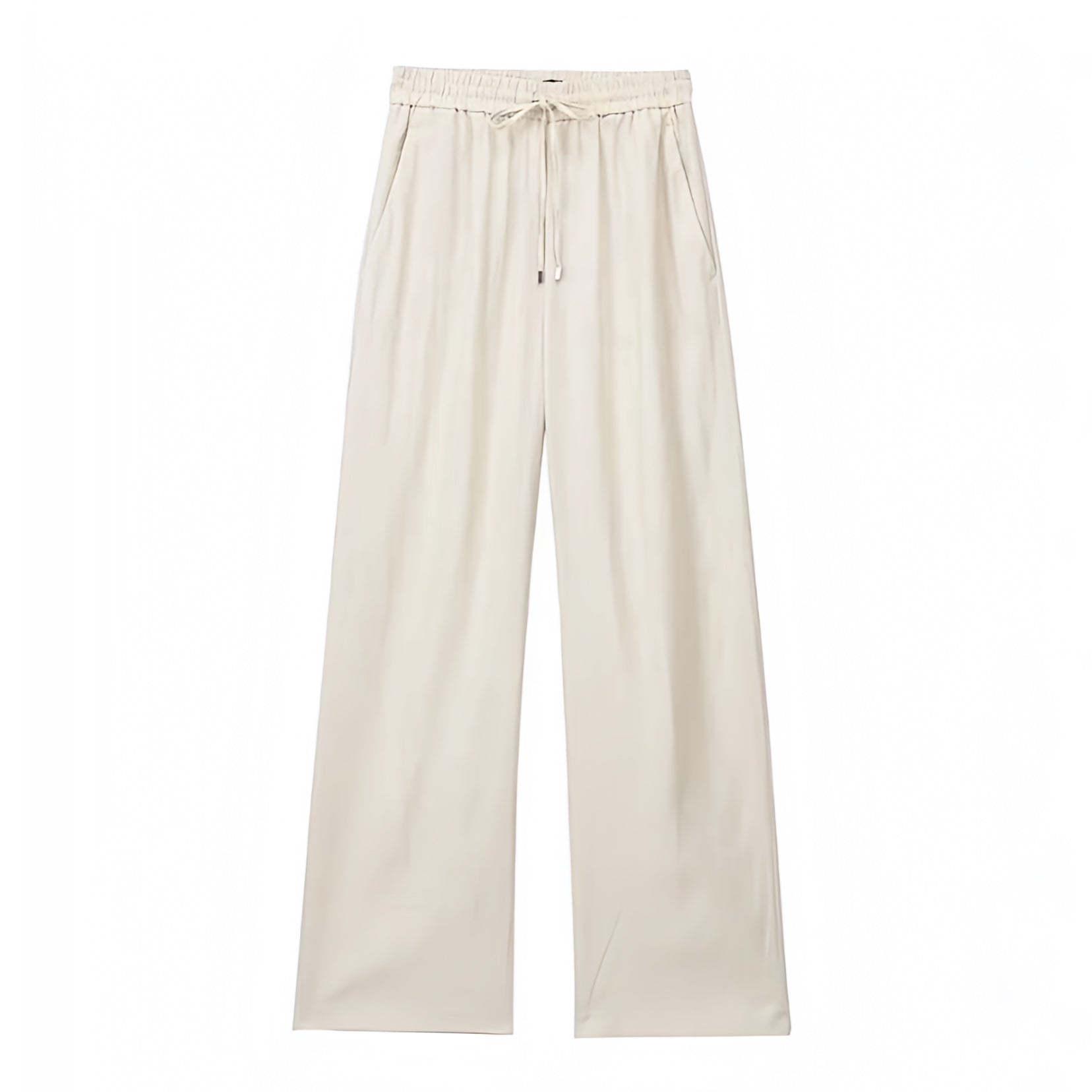 Women's Light Beige Low Rise Cotton Linen Pants