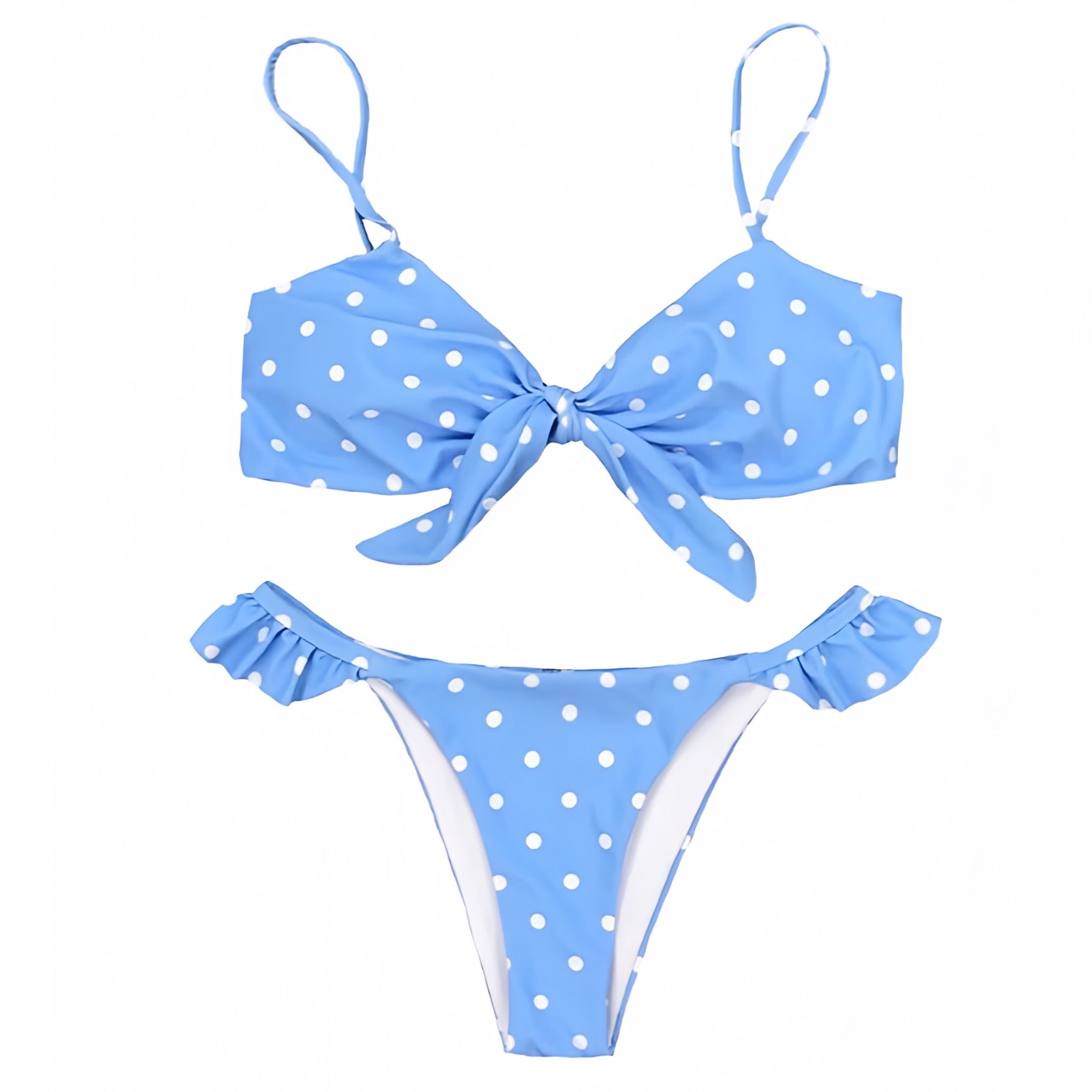 Light blue polka dot bikini on sale