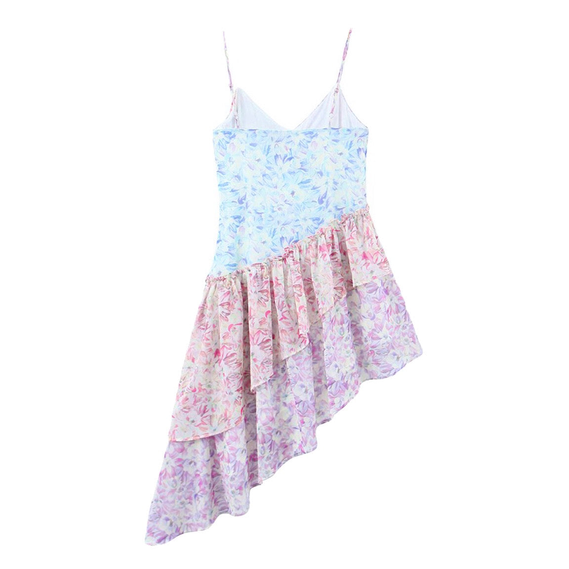 Serenity Floral Ruffle Asymmetric Maxi Dress