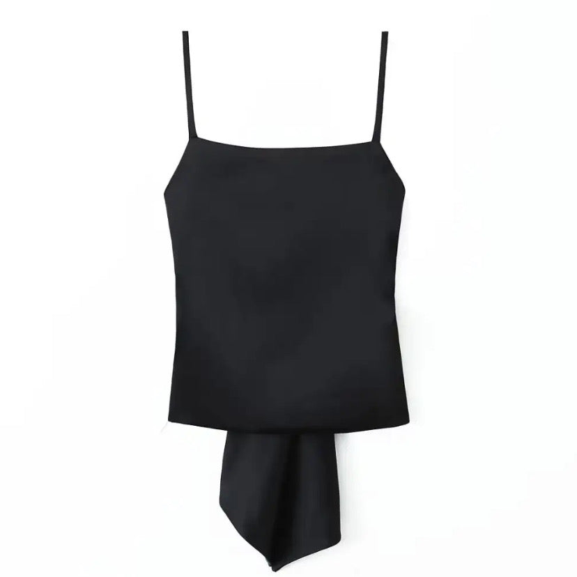 black-satin-silk-bow-ruched-backless-open-back-cut-out-spaghetti-strap-square-neck-slim-fit-crop-camisole-tank-top-blouse-women-ladies-chic-trendy-spring-2024-summer-elegant-semi-formal-classy-feminine-coquette-european-gala-party-sexy-date-night-luxury-shirt-zara-revolve-princess-polly-whitefox-aritzia-house-of-cb-babyboo