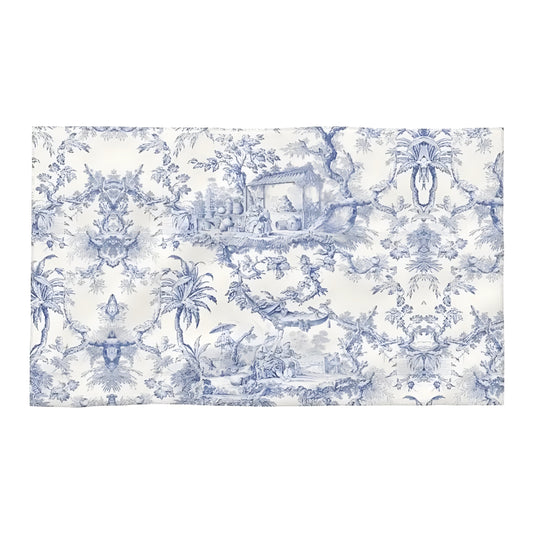 Montauk Blue Coastal Print Cotton Beach Towel