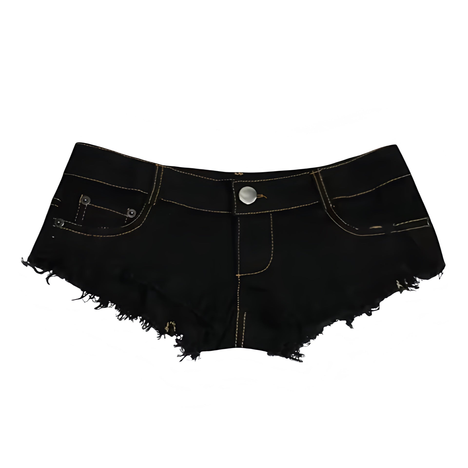 Black Y2K Low Rise Denim Micro Jean Shorts Vintage Booty Hot Pants