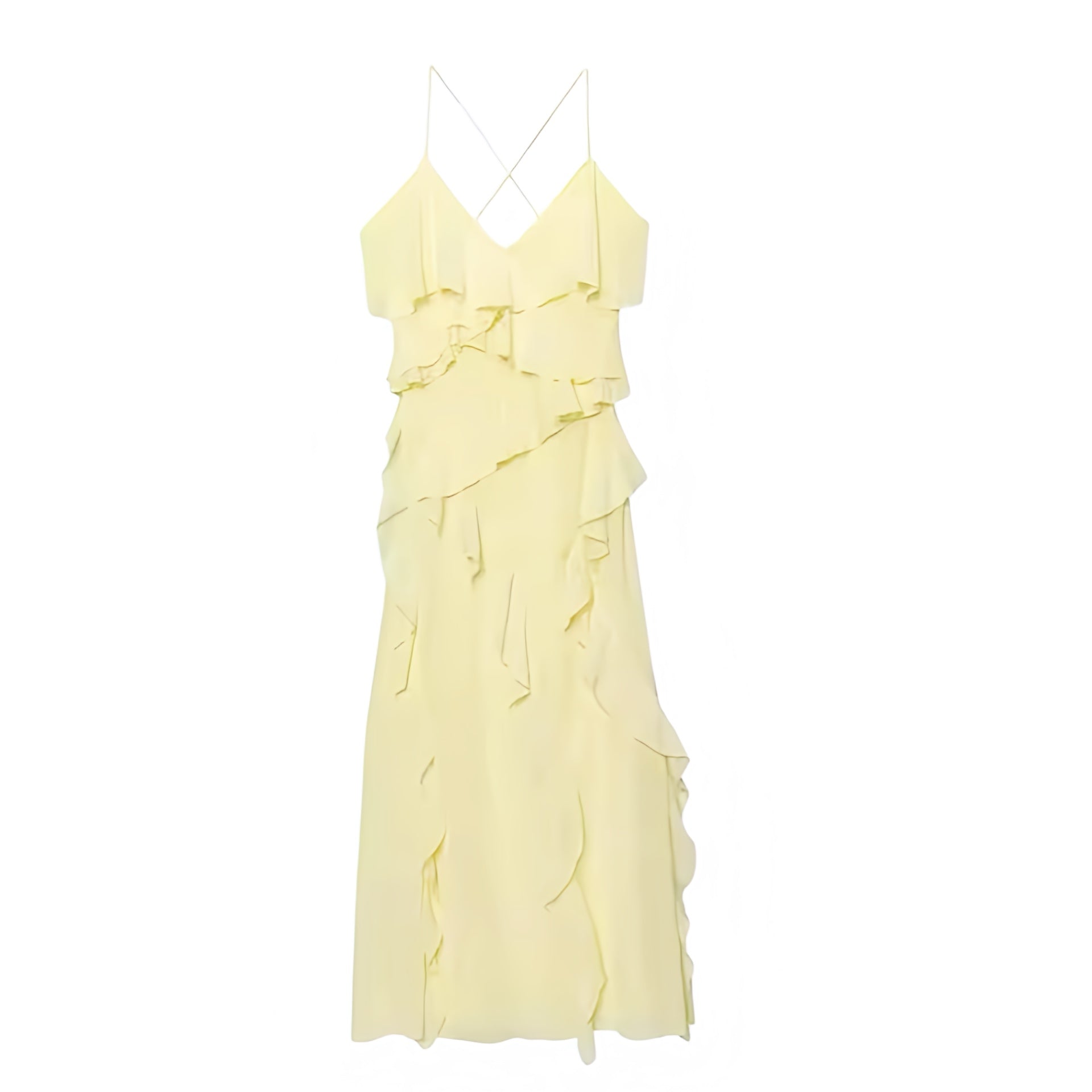 Butter Yellow Ruffled Tiered Maxi Dress V Neck Sundress 2026 – Dazey Hill