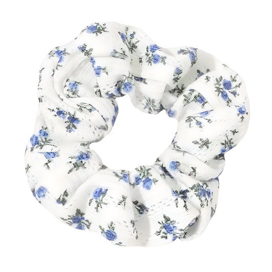Navy Blue Floral Hair Scrunchy