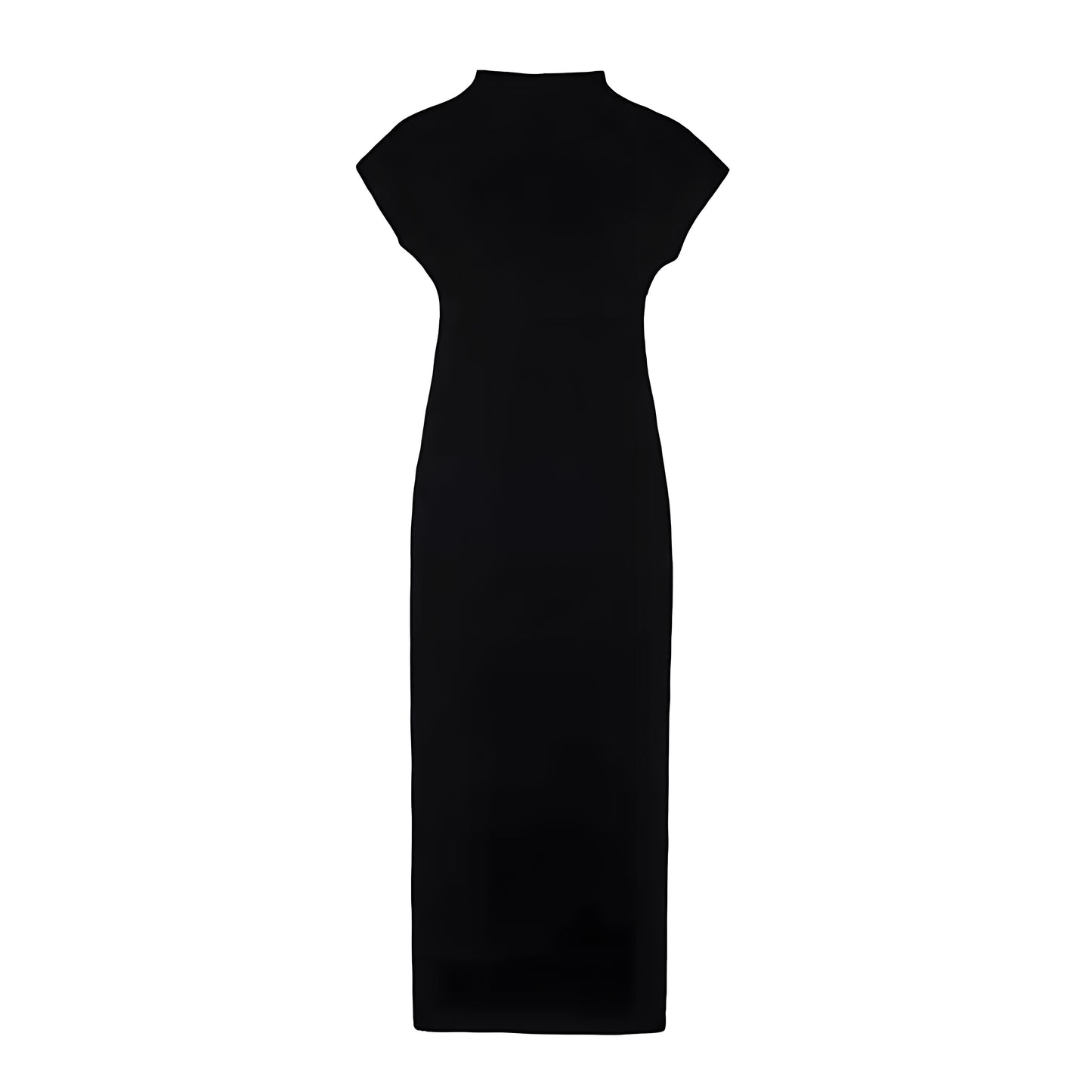 Black Knit Bodycon Sleeveless Turtleneck Maxi Dress