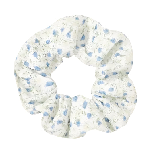 Sea Blue Floral Hair Scrunchy