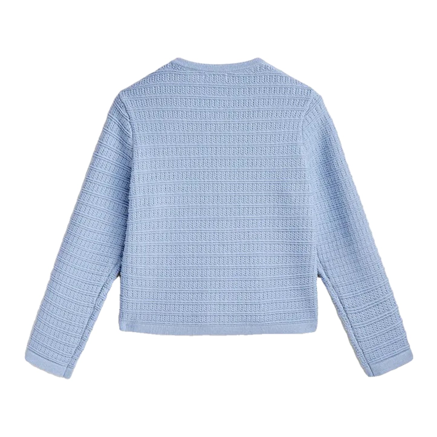 Light Blue Knit Long Sleeve Tailored Cardigan Sweater