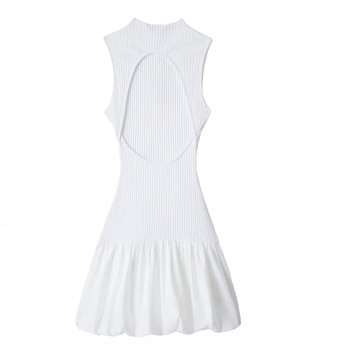 White Bodycon Sleeveless Turtleneck Drop Waist Backless Mini Dress