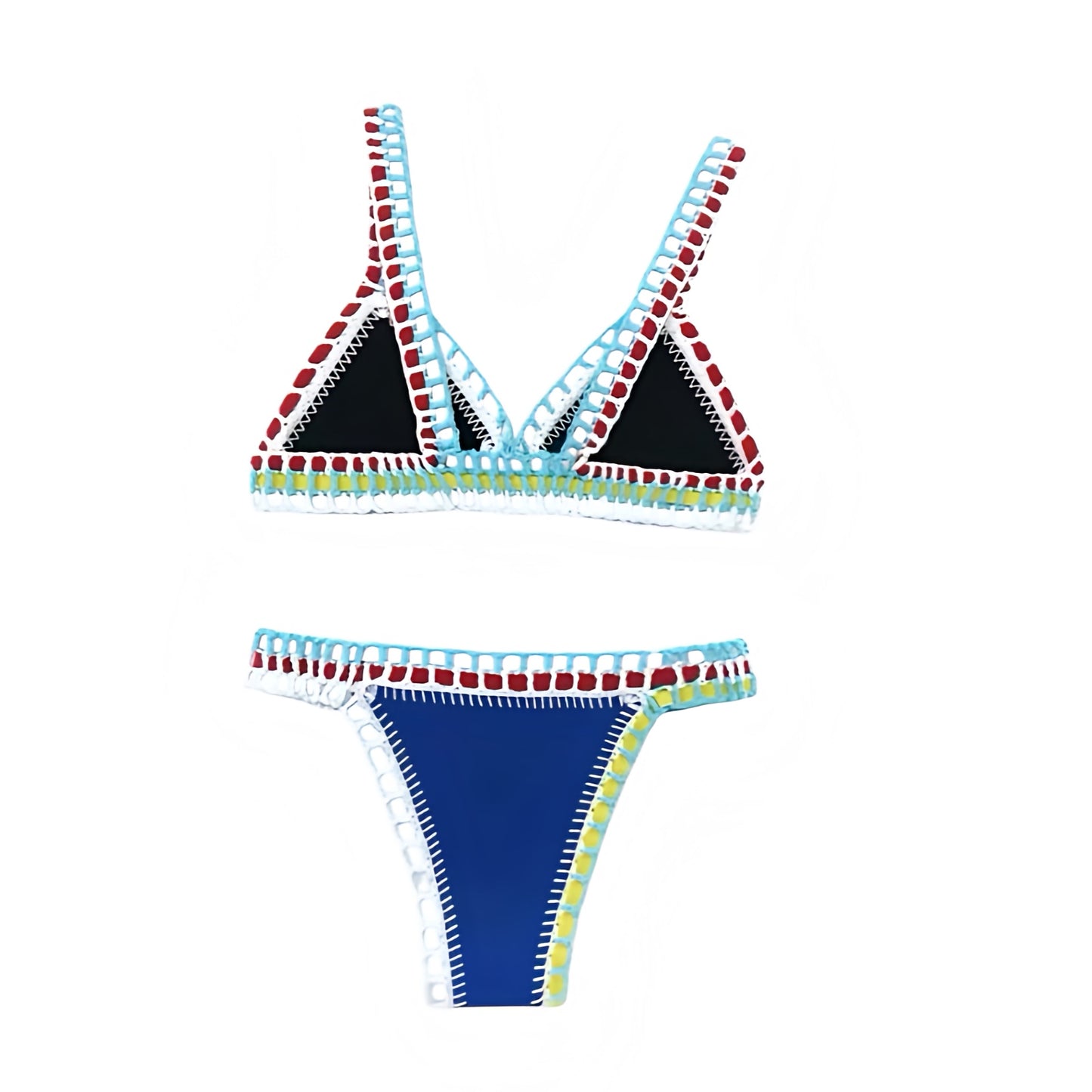 Bora Multicolor Striped Crochet 2 Piece Triangle Bikini Set