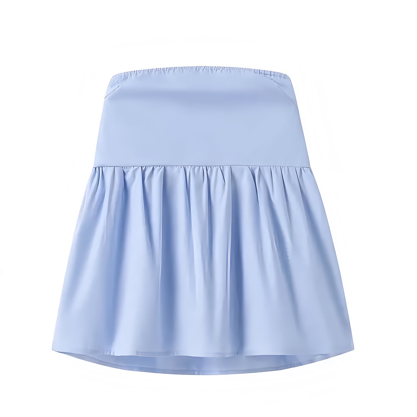 Light Blue Strapless Ruffled Babydoll Camisole Top