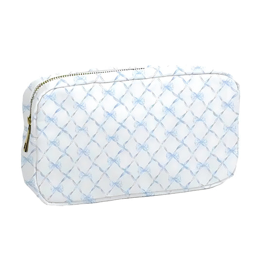 Small Blue Bow Print Makeup Bag