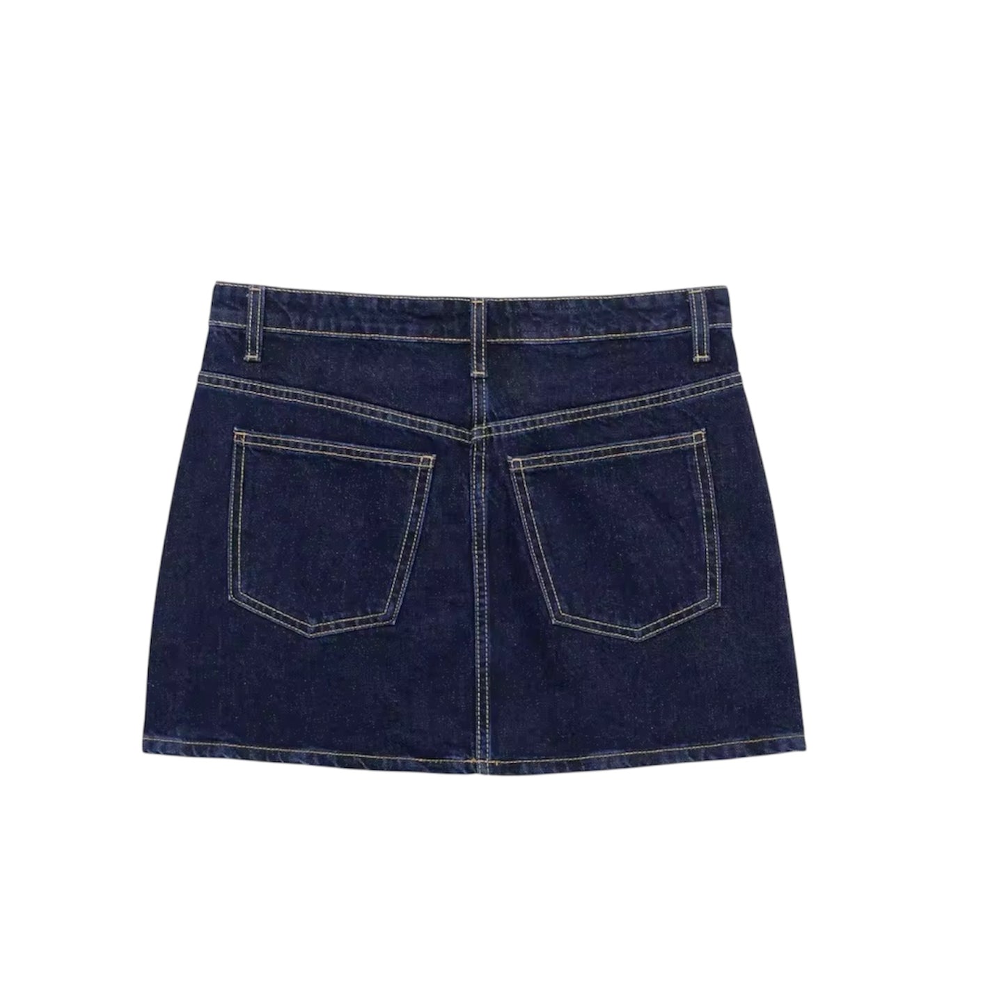 Dark blue vintage asymmetric stitch low-rise denim jean mini skirt, slim fit pencil sheath short skirt with pockets. Sexy chic trendy retro western country streetwear casual party club outfit 2025. Ships worldwide to US, UK, EU, AU, Canada and more.