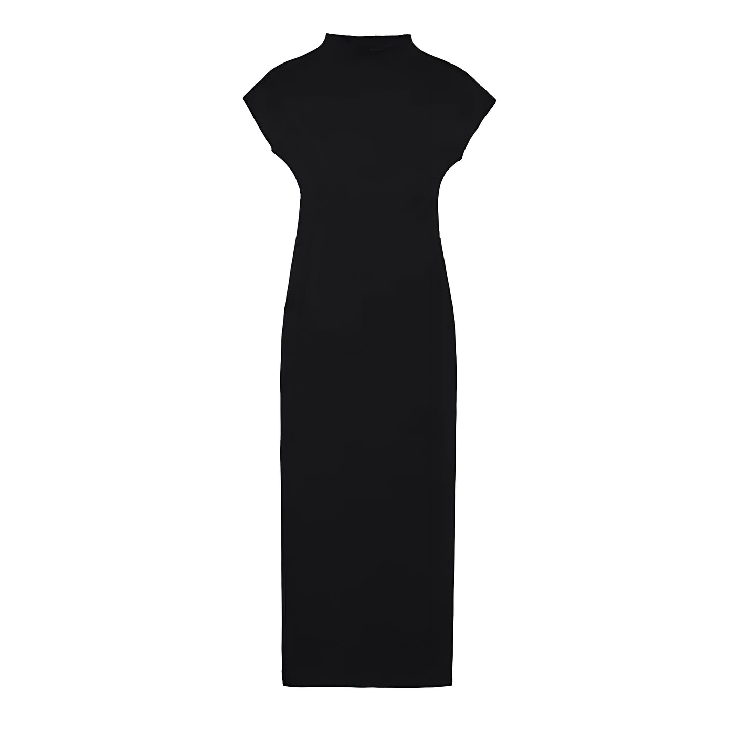 Black Knit Bodycon Sleeveless Turtleneck Maxi Dress