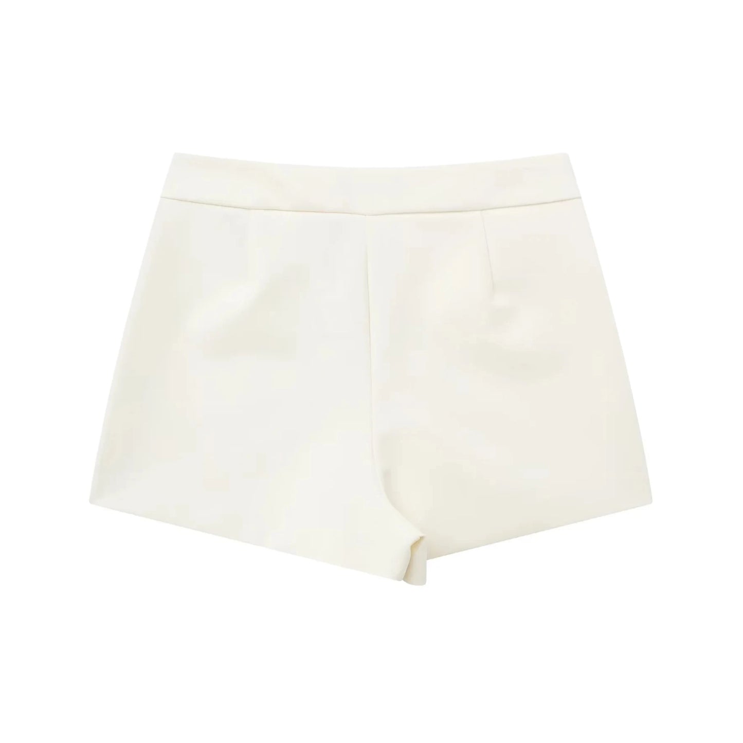Cream White Asymmetric Mid-Rise Tailored Mini Skort
