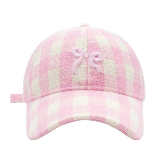 light-pink-gingham-striped-checkered-plaid-patterned-bow-coquette-sun-hat-baseball-trucker-cap-snapback-adjustable-spring-2024-summer-preppy-style-hamptons-malibu-barbie-beach-tropical-vacation-chic-trendy-women-ladies-girls-aviator-nation-loveshackfancy-fillyboo
