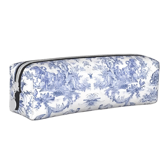 Blue Coastal Floral Print Waterproof Makeup Pouch Bag